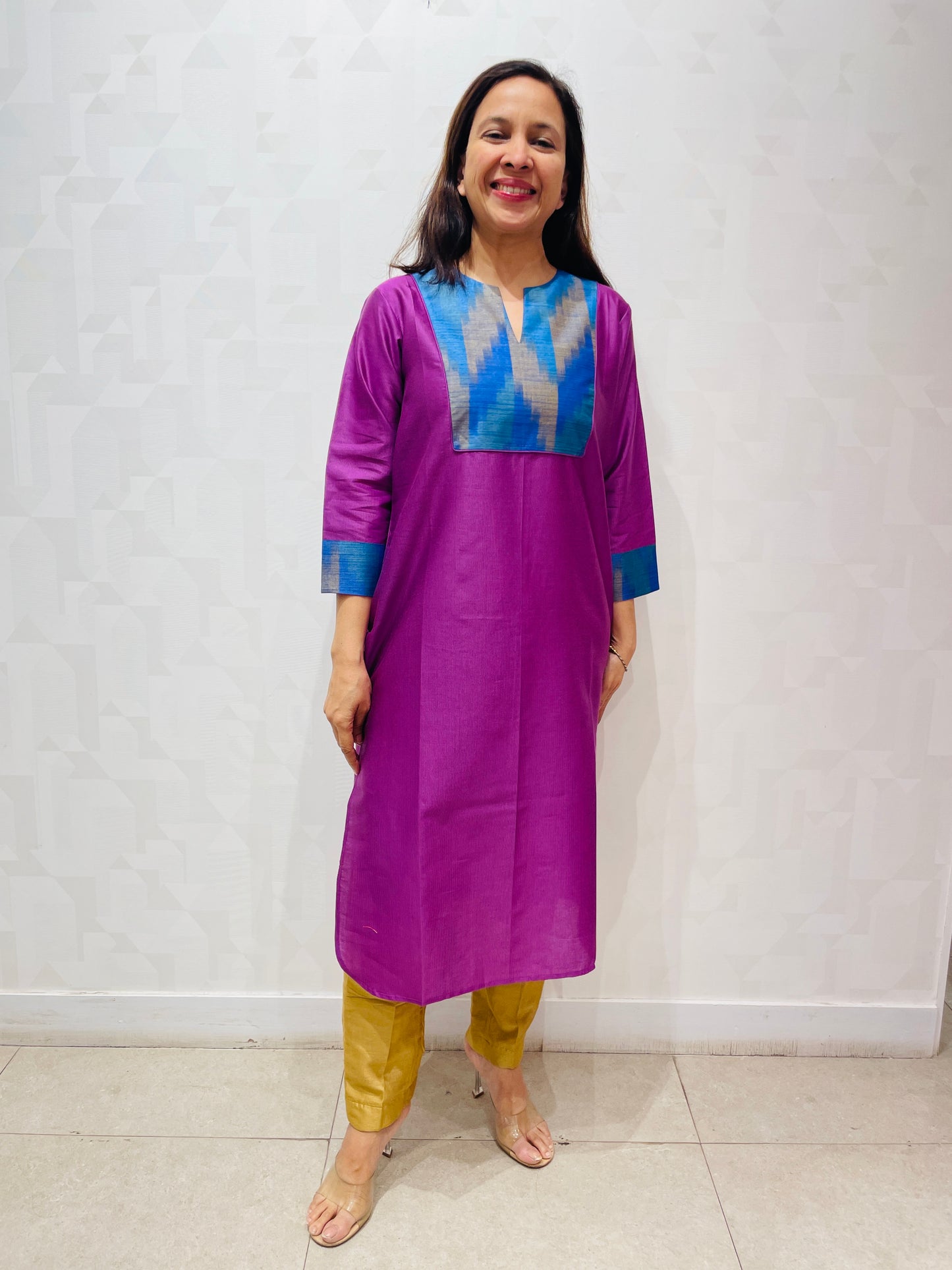 violet deepam neck long kurta