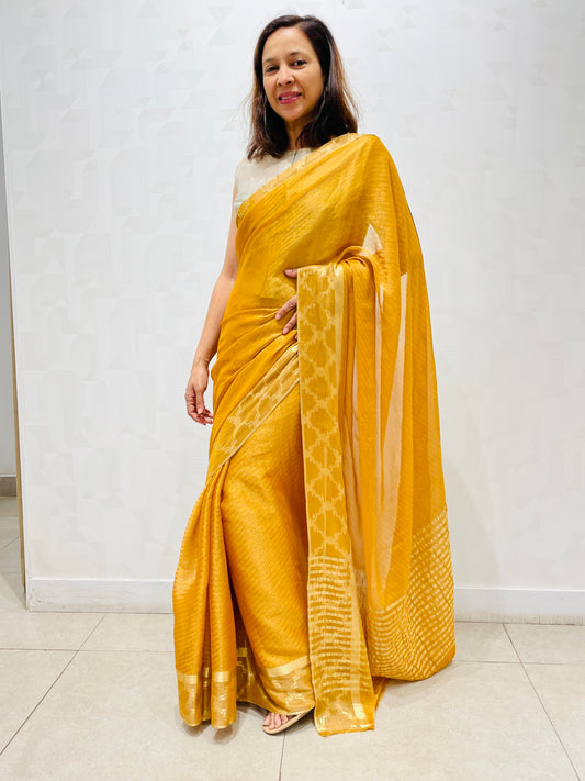 Gold georgette saree