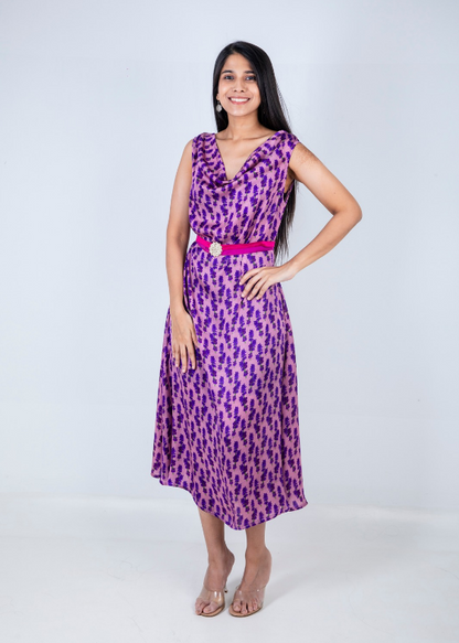Lavender Print Sleeveless Modal Dress