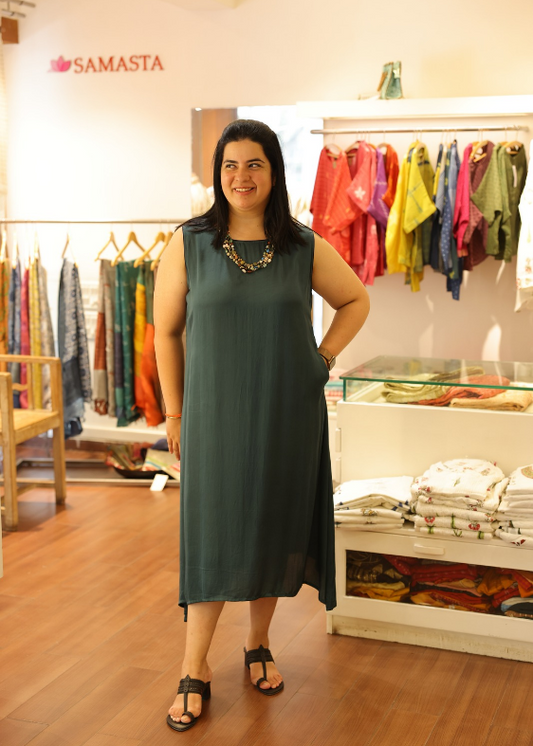 Green Modal Silk Dress