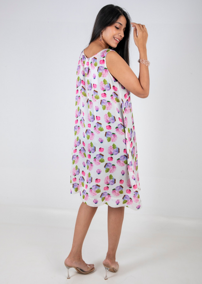 Hydrangea Print Sleeveless Modal Dress